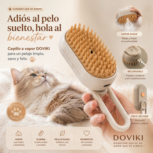 Cepillo Vaporizador Masajeador Quita Pelos Para Mascotas KP-2165
